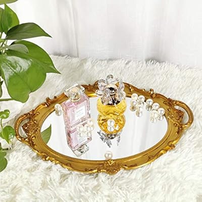 Yamfurga Polyresin Ellipse Decorative Mirror Tray, French Style, Makeup Organizer, Jewelry Organi... | Amazon (US)