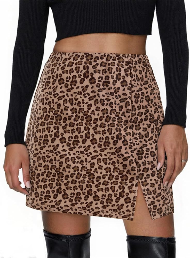Yousify Womens Mini Skirt High Waist A-Line Bodycon Short Skirts Camo Pencil Skorts with Side Spl... | Amazon (US)