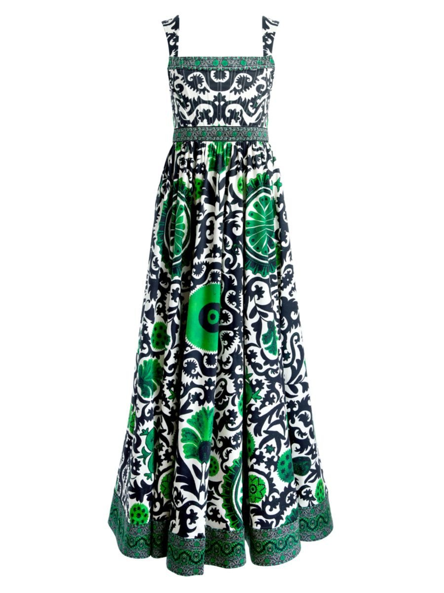 Shop Alice + Olivia Guinevere Floral Damask Bustier Maxi Dress | Saks Fifth Avenue | Saks Fifth Avenue