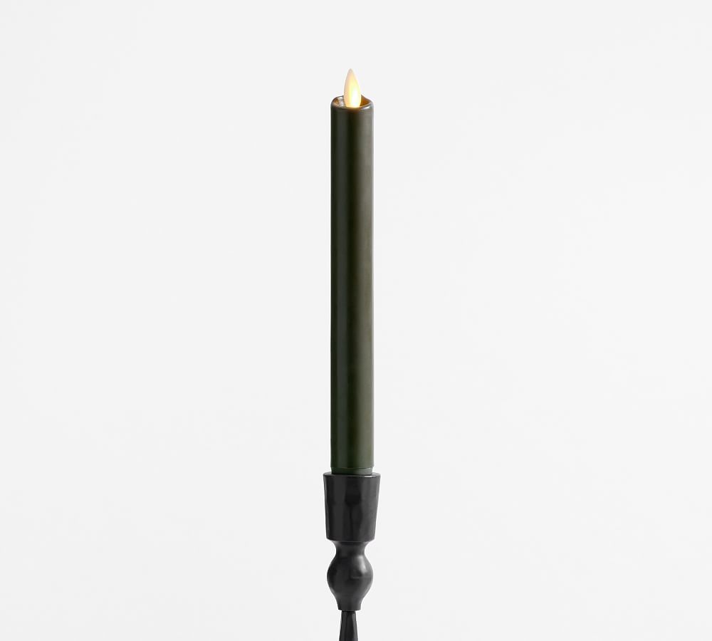 Premium Flickering Flameless Wax Taper Candle - Dove | Pottery Barn (US)