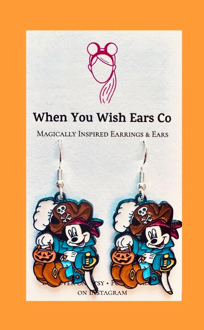 Pirate Pumpkin Mickey Cruise earrings pirate night earrings Disney cruise line | Etsy (Global)