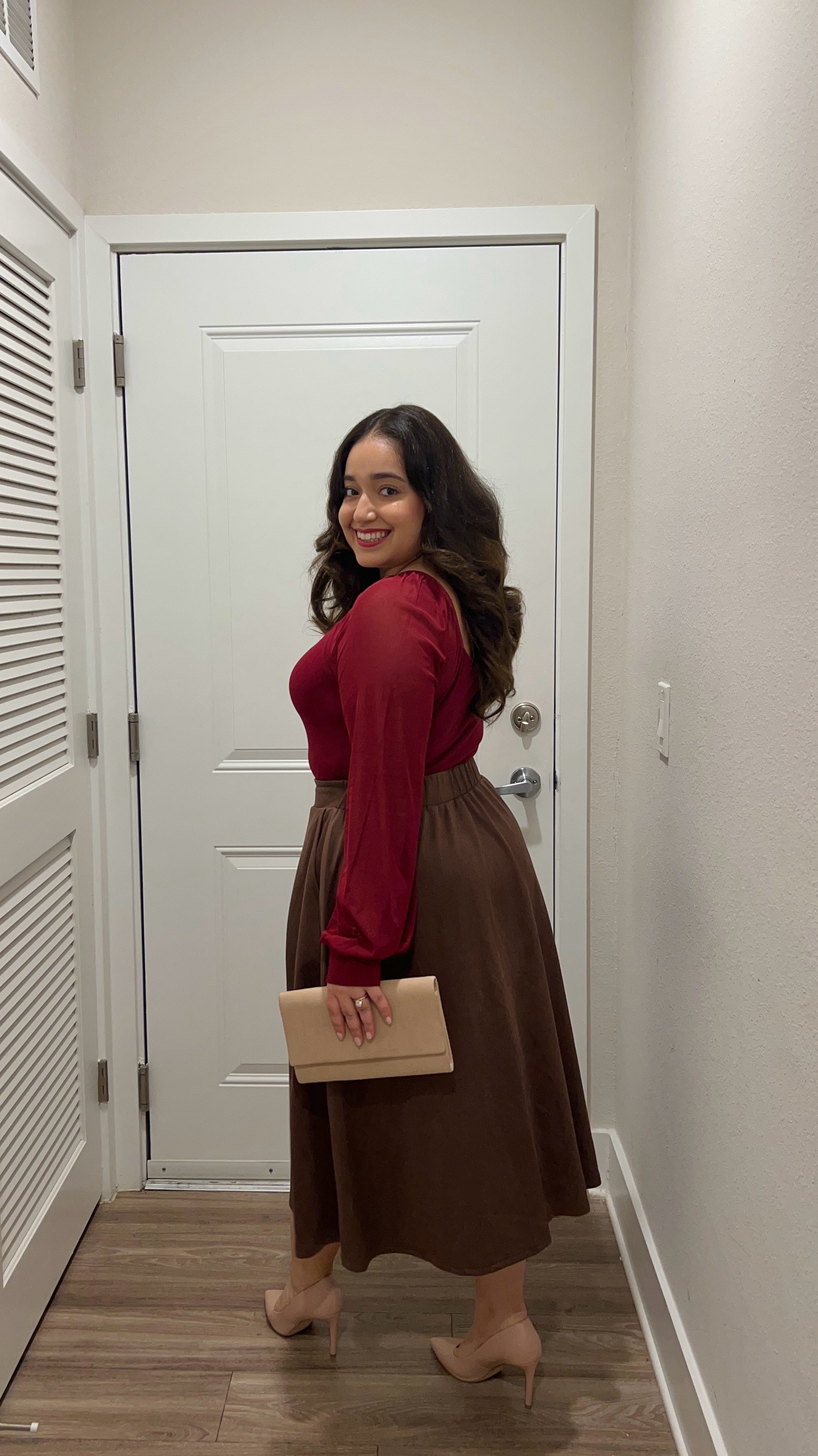 Trying out a burgundy and brown combo l’ve been eyeing on Pinterest, and I’m loving how it turned out!❤️🤎

This Mango Pop bodysuit is such a Valentine’s Day staple!🥰—with its sheer sleeves and rich color, and you can find it on my Amazon storefront! l’ve linked it along with all the details to recreate this look—shop now and let me know what you think! @mangopop_us 
.
.
.
#mangopopbodysuit #mangopop #mangopophub #valentinesoutfit #creatorsearchinsight #ad #gifted 

#LTKMidsize #LTKStyleTip #LTKSeasonal