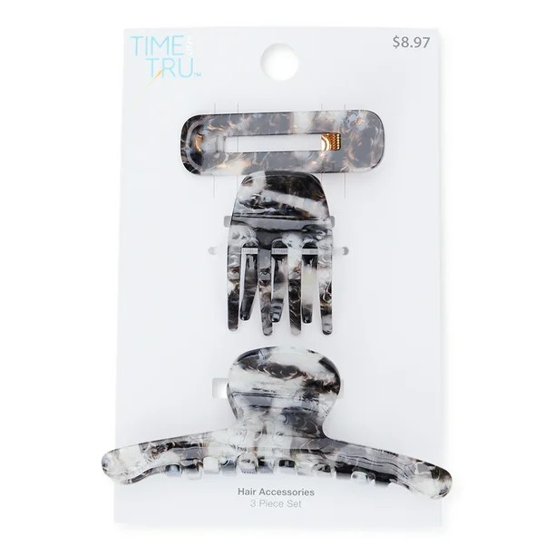 Time and Tru Women's Hair Claw Clips, 3-Pack | Walmart (US)