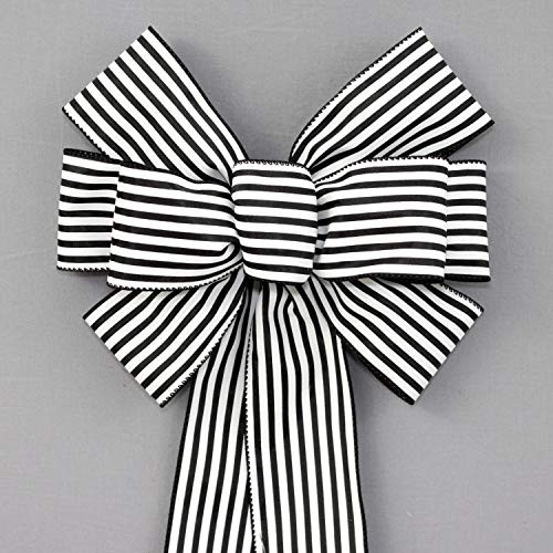 Black White Cabana Stripe Wreath Bow in 2 Size Options | Amazon (US)
