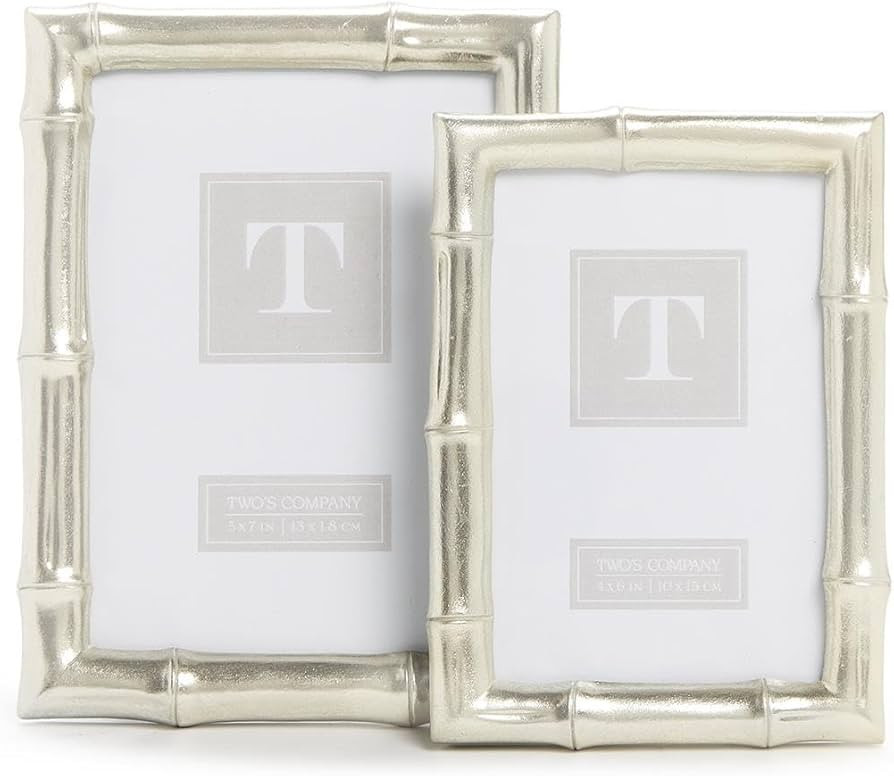 Two's Company Set of 2 Silver Faux Bamboo Photo Frame, Includes 2 Sizes, 4x6 and 5x7 Inches, Resi... | Amazon (US)
