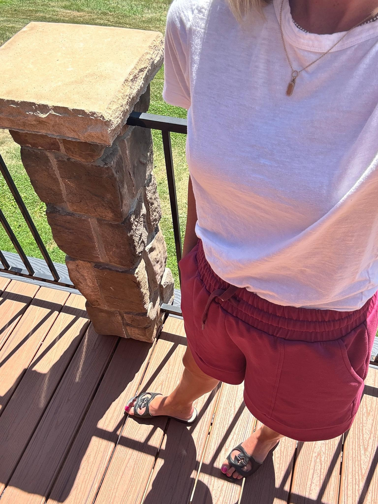 Comfy shorts 
Fashionablylatemom 
Fashionably late mom 
Amazon fashion 