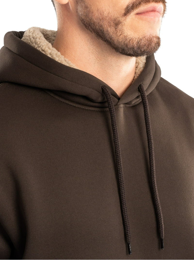 Wrangler Workwear Men's and Big Men's Relaxed Pullover Hoodie with Faux Shearling Lining, Sizes S... | Walmart (US)