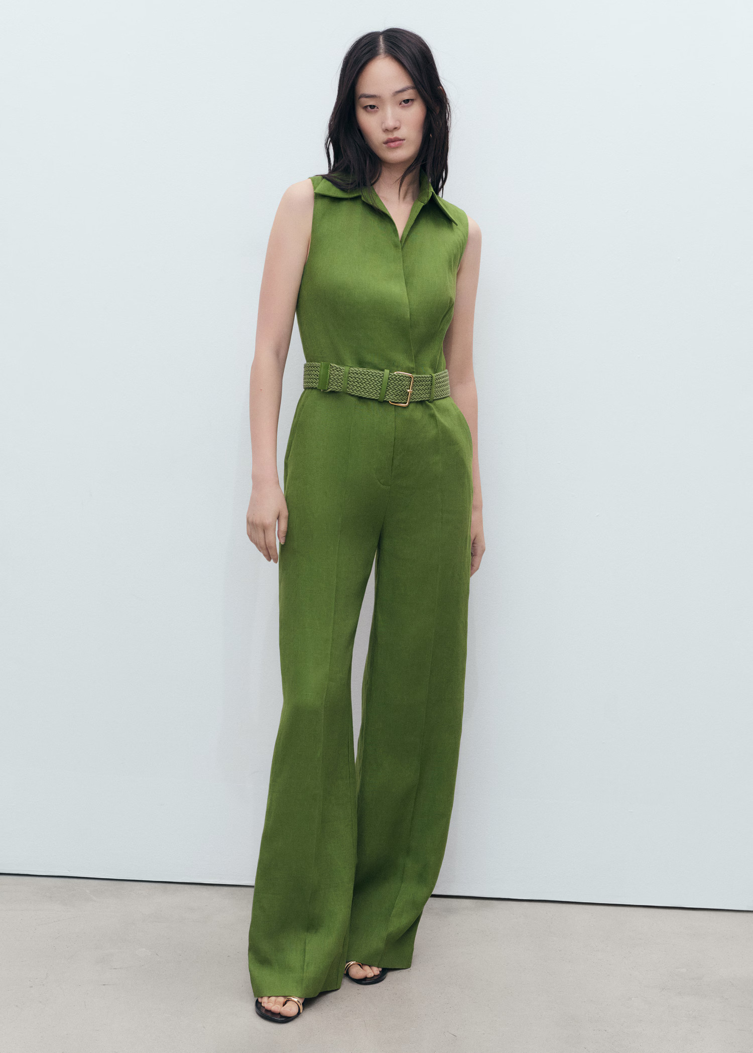 Linen shirt jumpsuit with belt | Mango (US/MX/AU)