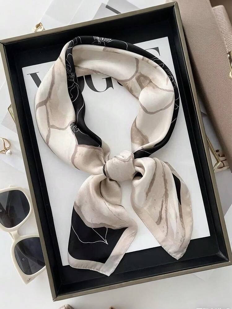 1 Pc 70cm Summer Women's Flower Printed Silk Head Scarf,Women's Bandana,Hijab,Fashion Accessory Decoration,Head Band Ideal For Dressing Up Your Look | SHEIN