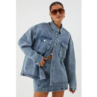 Womens Oversized Jean Jacket - Blue - 12 | boohoo (US & Canada)