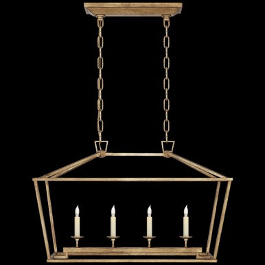 Darlana Linear Chandelier, 4-Light, Gilded Iron, 30""W (CHC 2168GI CHZEW) | Lighting Reimagined