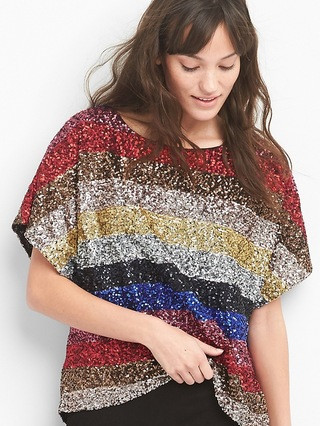 Gap Womens Crazy Stripe Sequin Top Crazy Stripe Size L/XL | Gap US