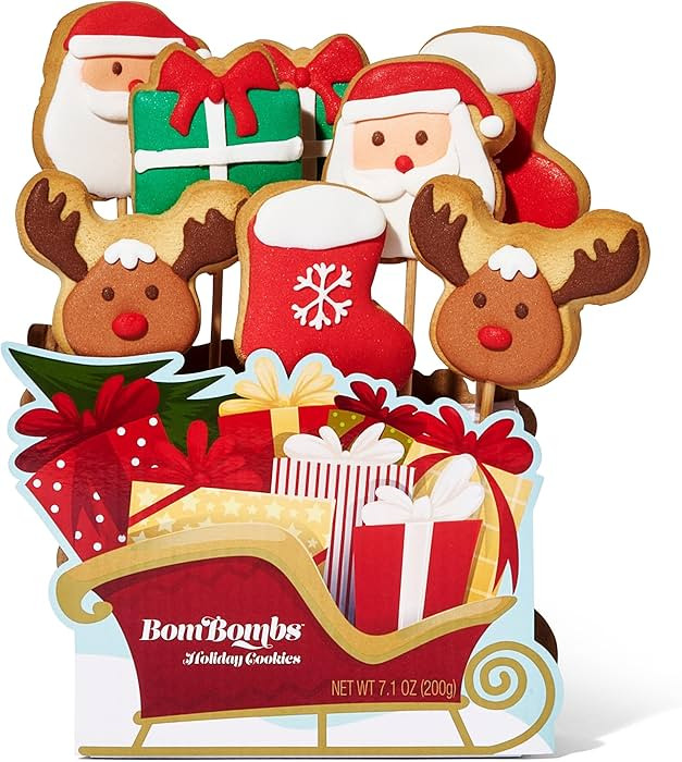 BomBombs, Christmas Cookie Bouquet, Individually Wrapped Sugar Cookies on Sticks & Sleigh Shaped ... | Amazon (US)
