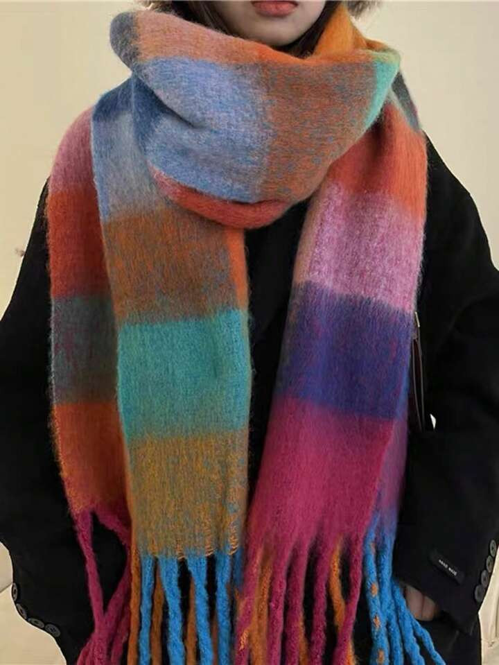 1pc Plus Size Women Winter Plaid Scarf, Soft & Warm Wrap For Autumn And Winter | SHEIN