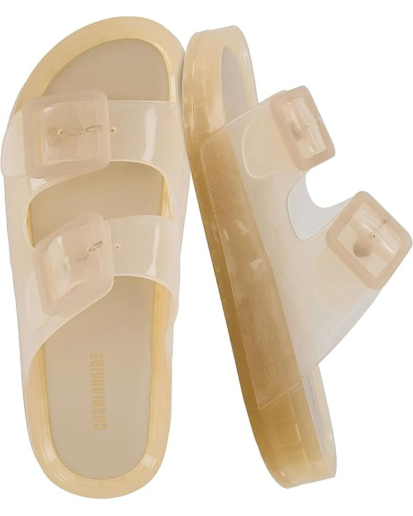 CUSHIONAIRE Pool Slides For Women Waterproof Double Buckle Adjustable Slip-On Womens Sandals For ... | Amazon (US)