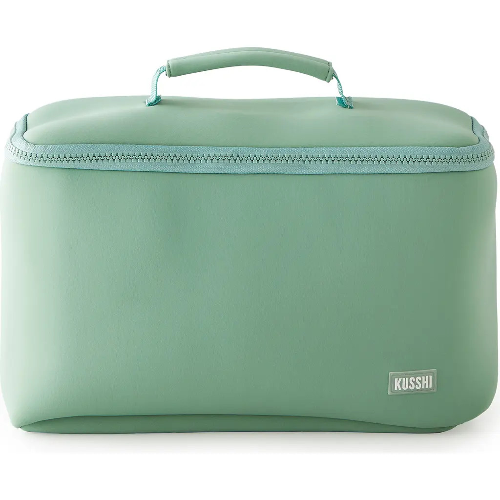 KUSSHI Large Neoprene Train Case in Sage Green/Coral Rose-Large at Nordstrom | Nordstrom