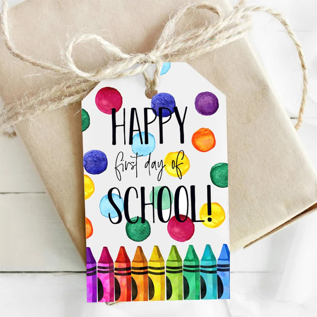 Happy First Day of School Gift Tags for Students Teachers Gįfts, Back to School Gįfts Decorations for Kids, Party Favors Supplies Gįft Tag Stickers, Gįft Labels for Kindergarten Preschool Elementary | Amazon (US)