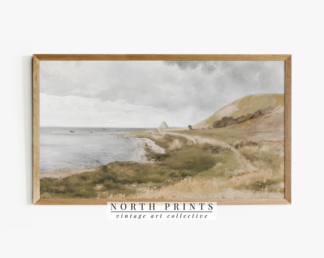 Samsung Frame TV Art | Coastal Neutral Vintage Painting | Neutral Soft DIGITAL Download #TV234 | Etsy (US)