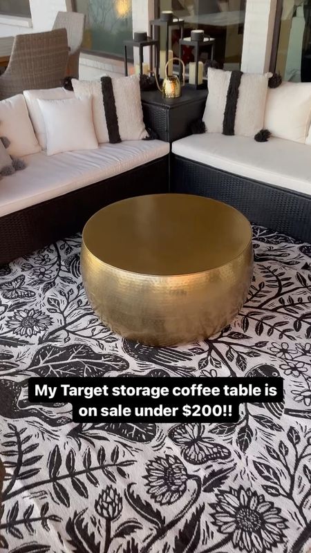 Hurry!! My gorgeous amazing quality outdoor coffee table is on MAJOR SALE!!! Save 32%! The storage has been amazing!! The kids can throw their balls and toys in there! Also a great place for your outdoor pillows and throws!! 

Target home, target patio, outdoor patio, patio deals, gold table, modern patio

#LTKSeasonal #LTKhome #LTKsalealert