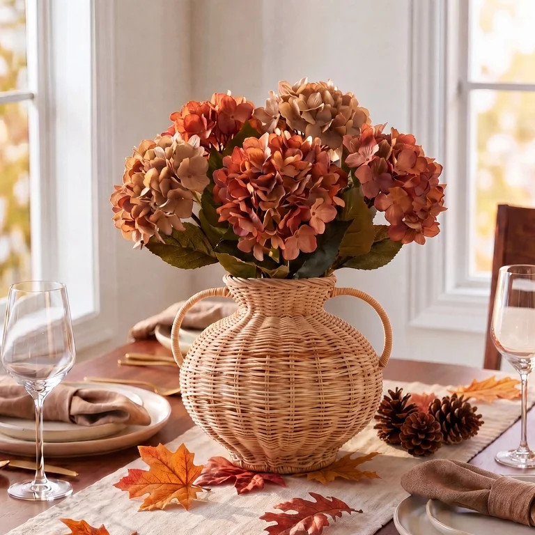 My Texas House Fall Rattan Decorative Vase, Natural, 9" | Walmart (US)