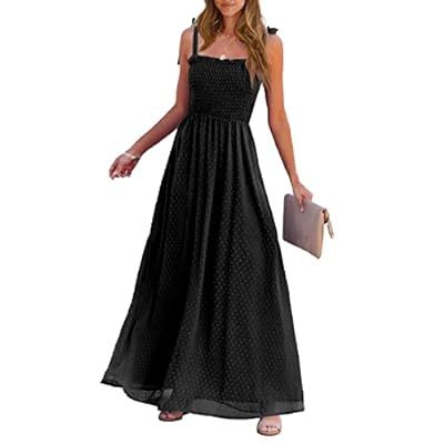 PRETTYGARDEN Women's Casual Summer Boho Maxi Dresses 2024 Tie Straps Sq… | Amazon (US)