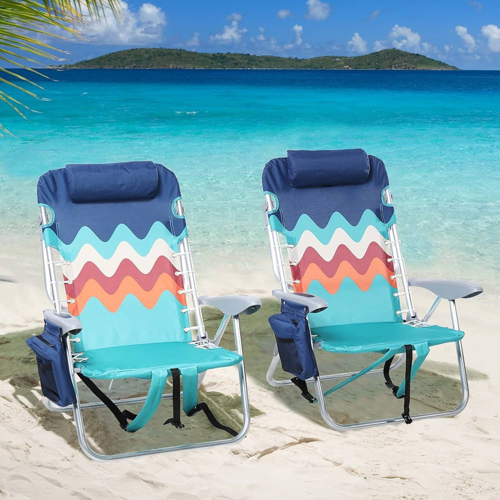 LET'S CAMP Backpack Beach Chair Set of 2, 4-Position Classic Lay Flat, Pillow and Padded Shoulder... | Amazon (US)