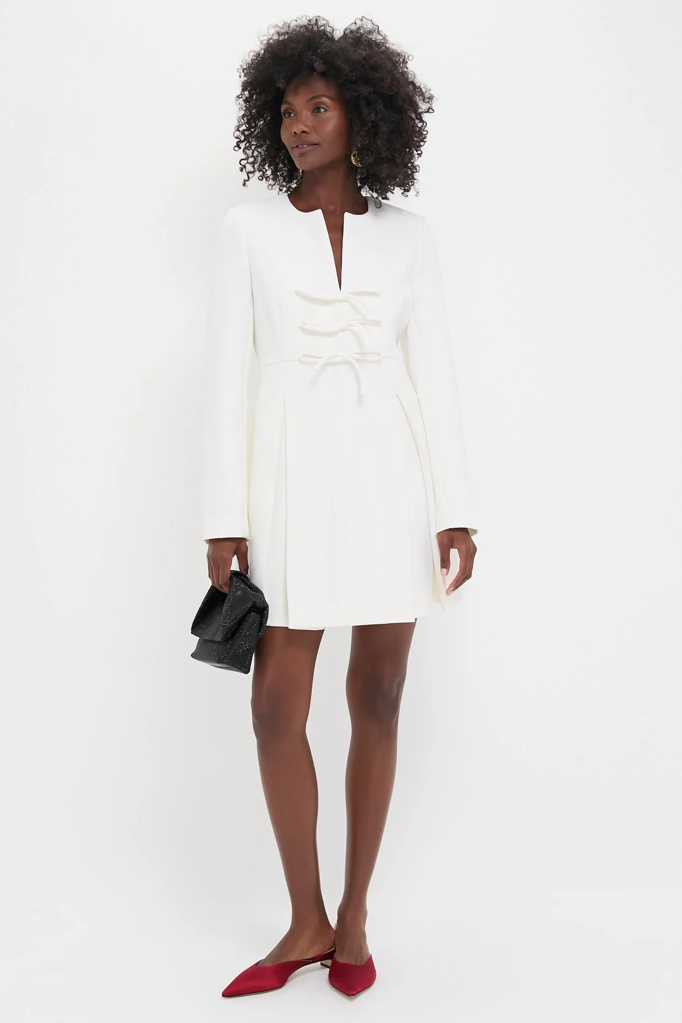 White Crepe Blair Bow Coat Dress | Tuckernuck (US)