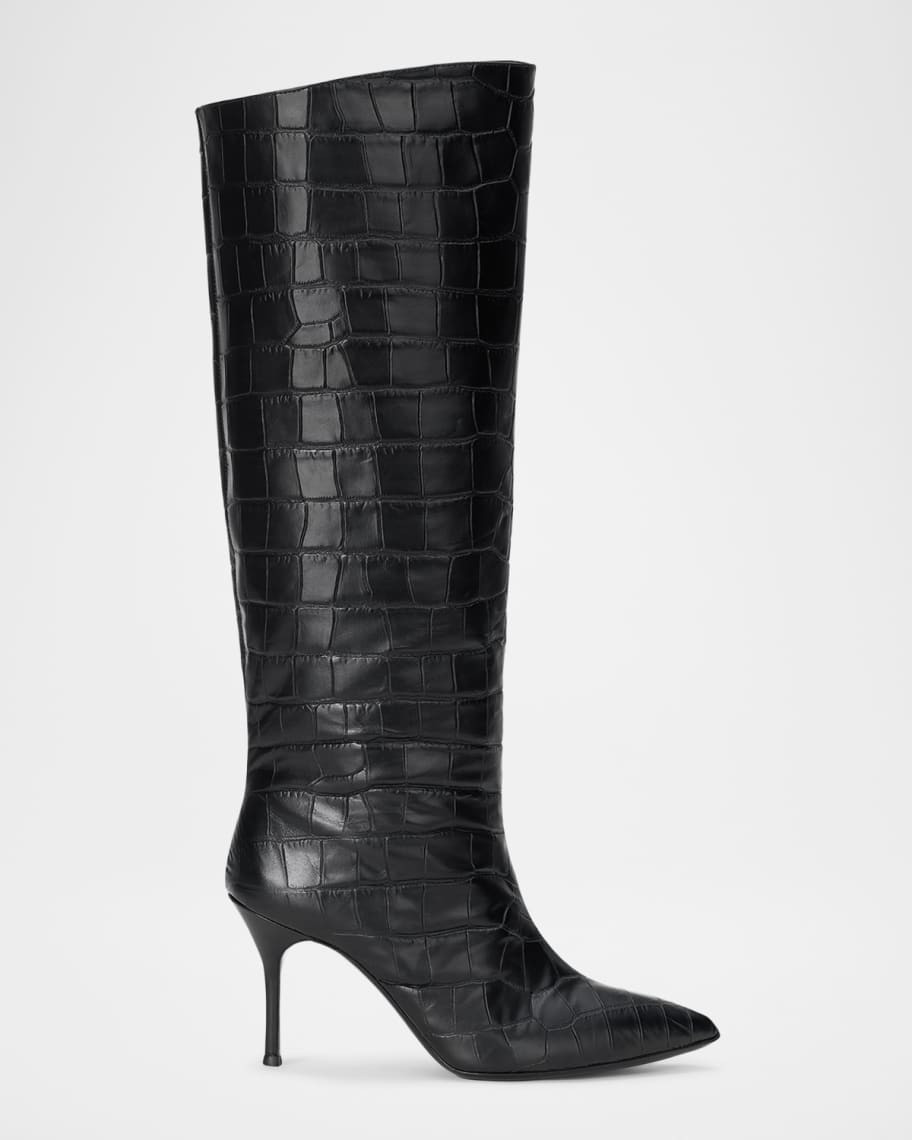 STAUD 90mm Sebastian Croco Leather Knee-High Boots | Neiman Marcus