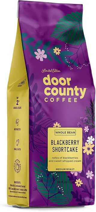 Door County Coffee Blackberry Shortcake, Flavored Coffee Whole Bean - 8oz Bag - Spring-Summer Sea... | Amazon (US)
