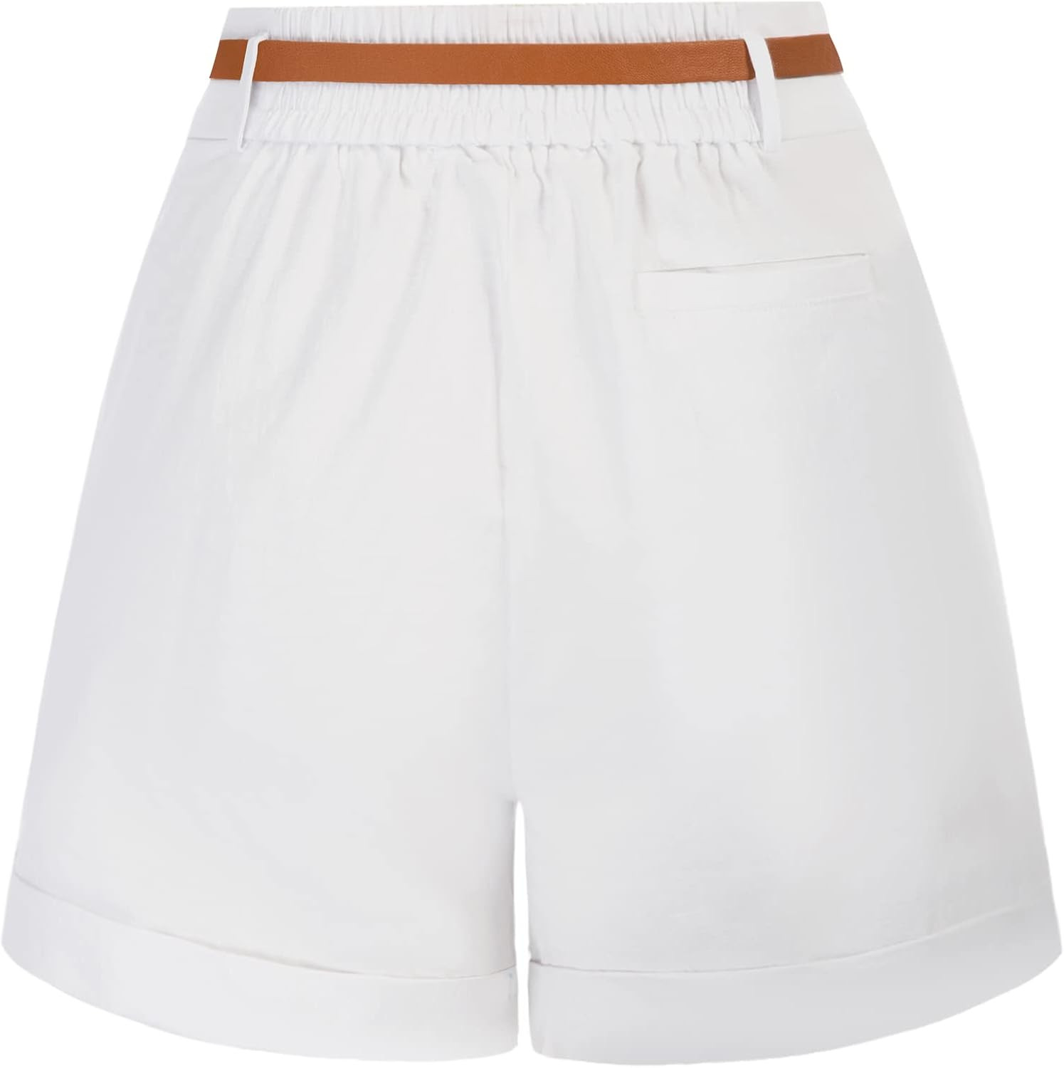 Belle Poque Women Bermuda Shorts Elastic Waist Wide Leg Shorts with Pockets & Belts | Amazon (US)