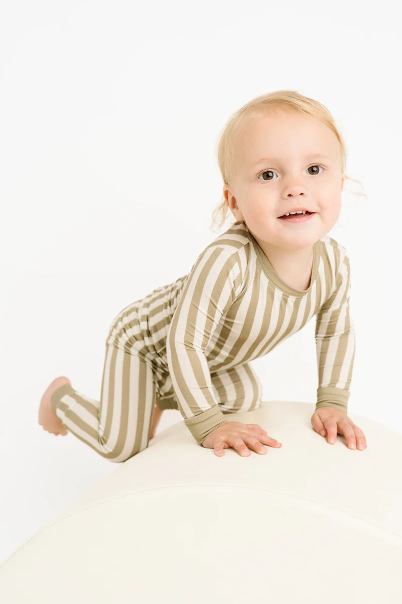 Olive Stripe Bamboo Set | Little One Shop Co