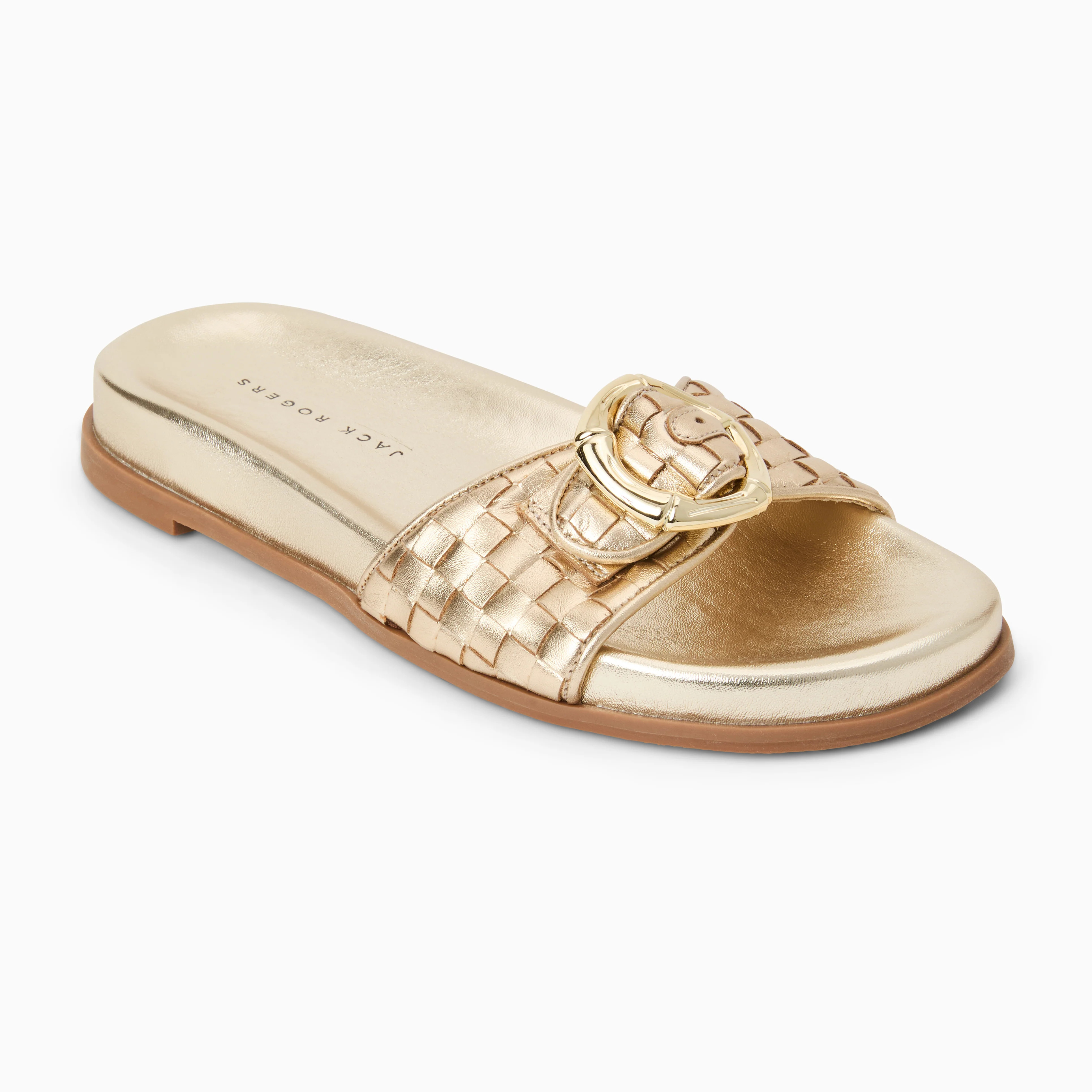 Jack Rogers Women's Essex Leather Comfort Slide Gold (Size 8) | Jack Rogers