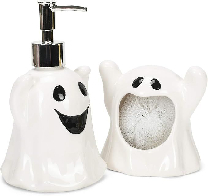 Transpac Ghost Sponge Holder & Soap Dispenser Halloween Decor Set Standard | Amazon (US)