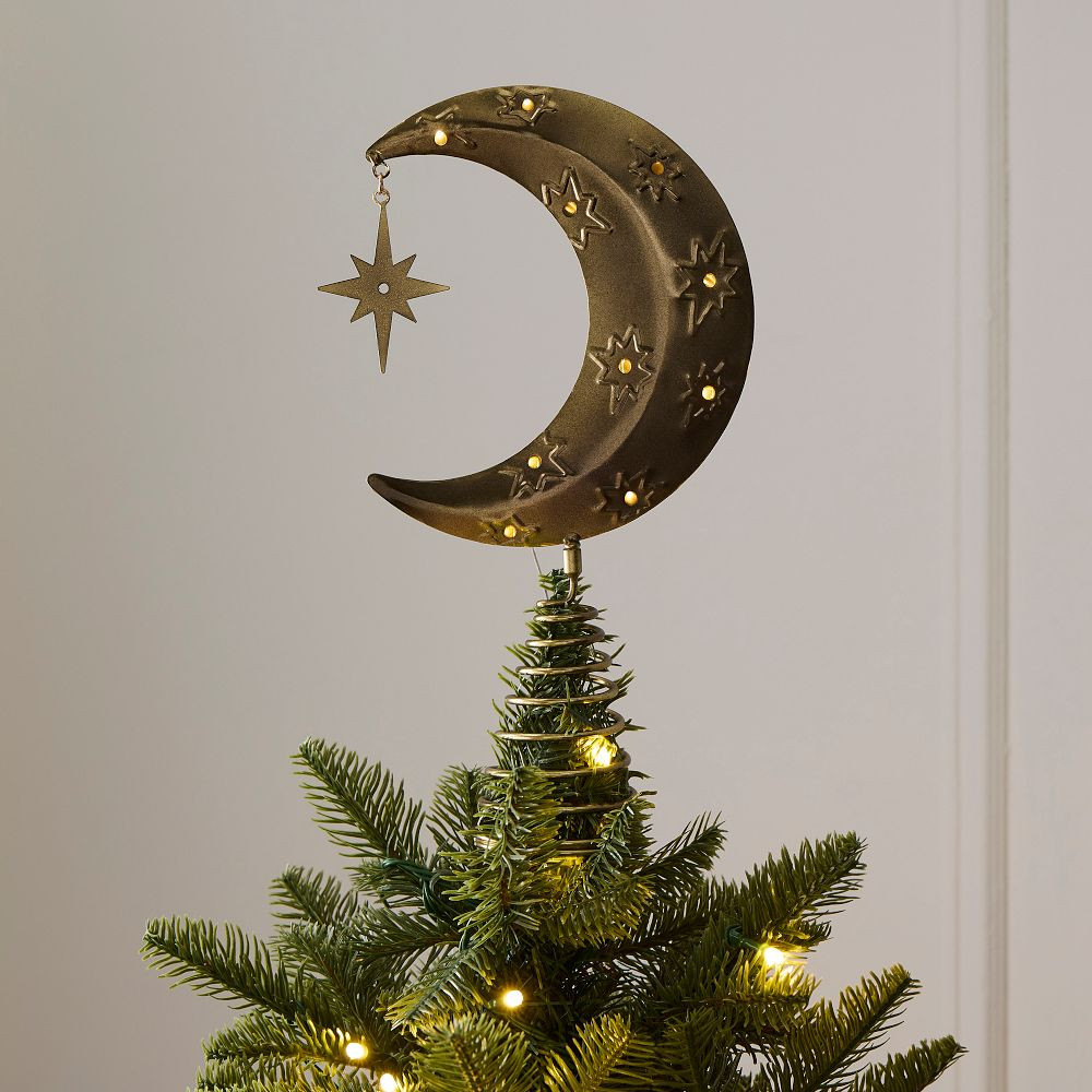 Light-Up Metal Moon Tree Topper | West Elm (US)