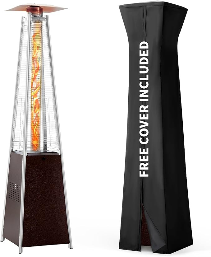 Pamapic Patio Heater, 48,000 BTU Pyramid Flame Outdoor Heater with Cover, Quartz Glass Tube, 87" ... | Amazon (US)