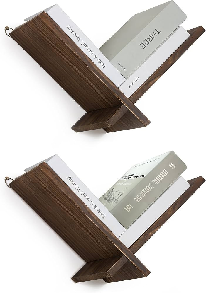 Afuly Bookshelf Wall Mounted Rustic Wood Book Shelves for Small Spaces V Shaped Hanging Wall Shel... | Amazon (CA)