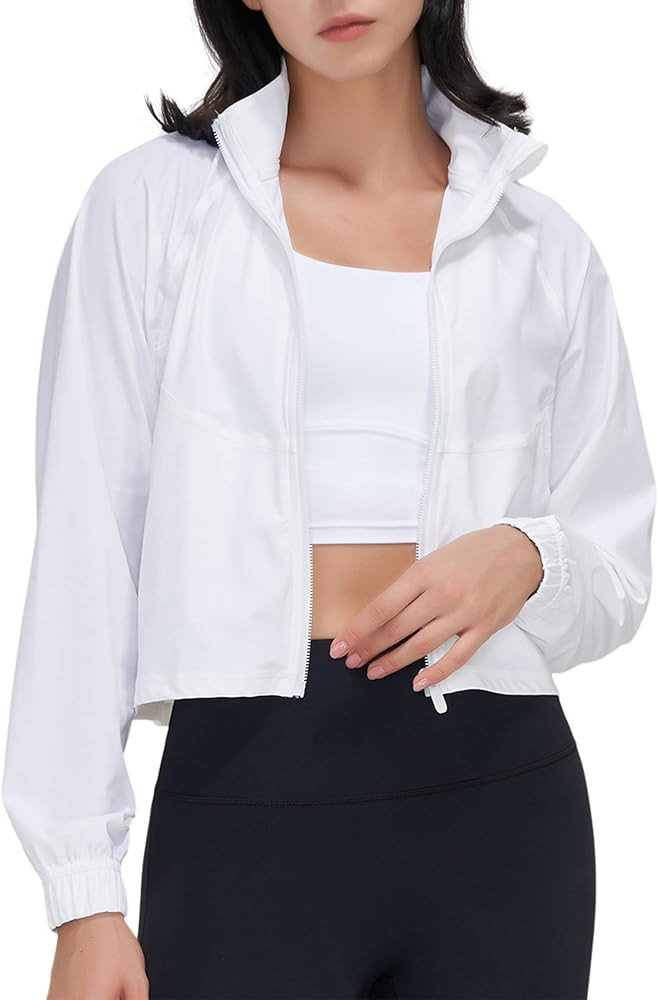 UANEO Womens Athletic Cropped Jacket Zip Up Long Sleeve Workout Tops Gym Yoga Running Sports Shir... | Amazon (US)