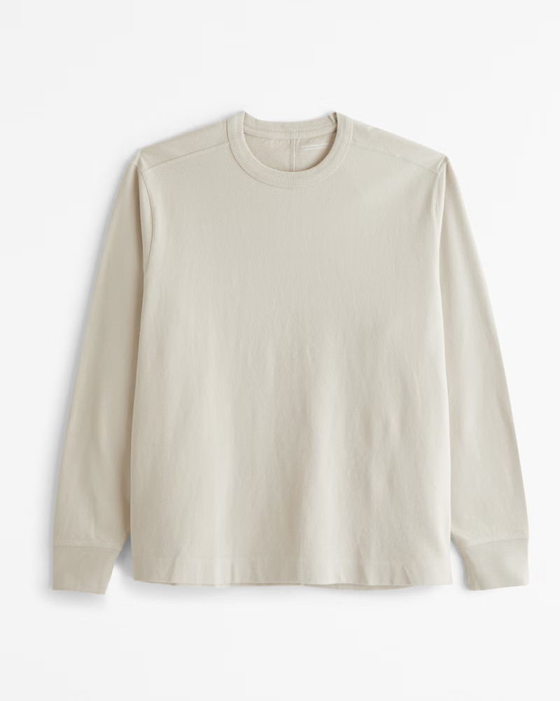 Men's Long-Sleeve Premium Heavyweight Tee | Men's Tops | Abercrombie.com | Abercrombie & Fitch (US)