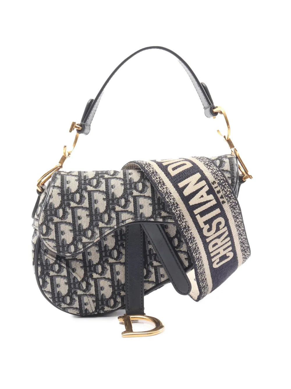 Christian Dior Pre-Owned 2021-2025 Mini Oblique Canvas Saddle Bag satchel - Brown | Farfetch Global