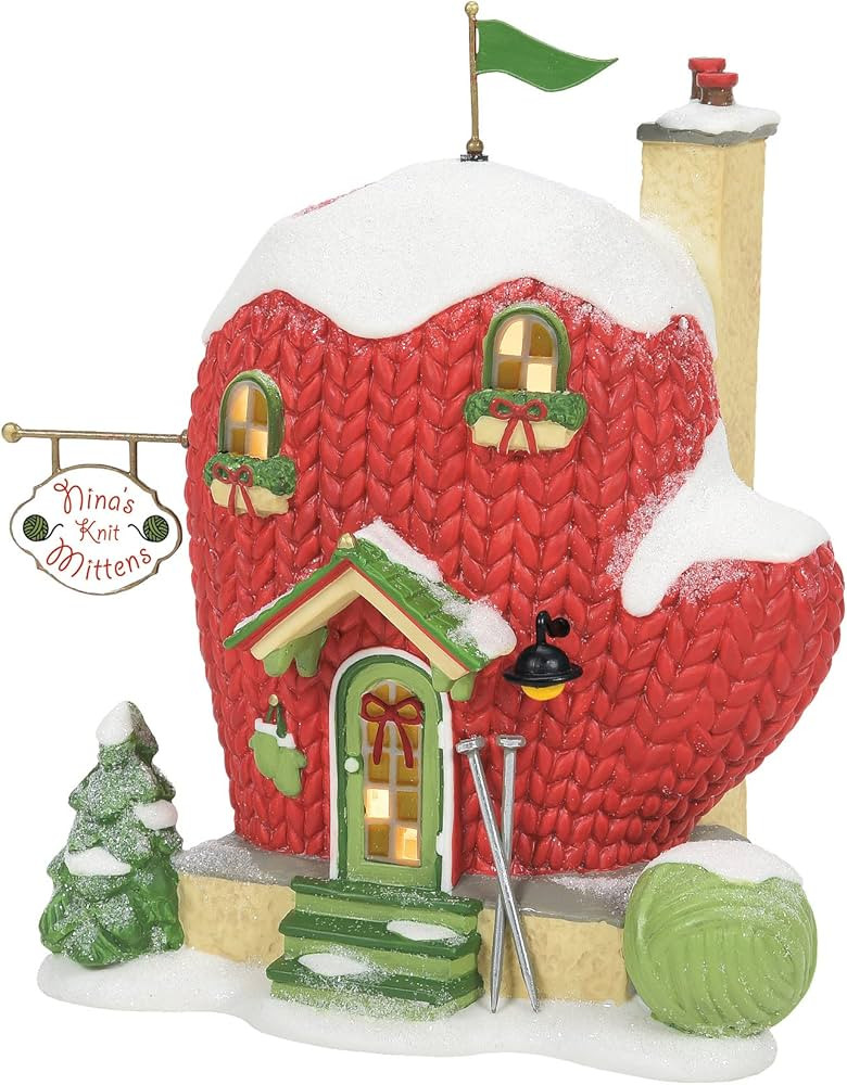 Department 56 North Pole Village Nina's Knit Mittens Lit Building, 6.34 Inch, Multicolor | Amazon (US)