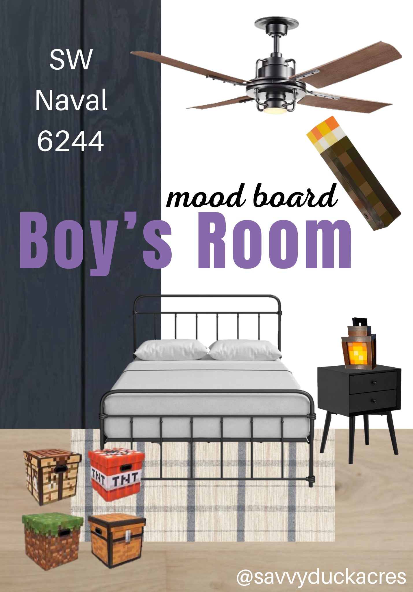 Trying to deliver on our boy’s request for a Minecraft themed bedroom. The walls and ceiling will be a navy tongue and groove, with trim and door to match. I’m still undecided about this rug, what do you think?

#LTKKids #LTKHome #LTKStyleTip