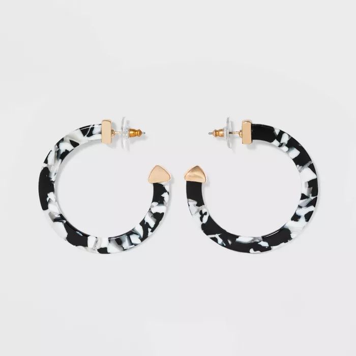 SUGARFIX by BaubleBar Classic Resin Hoop Earrings - White/Black | Target