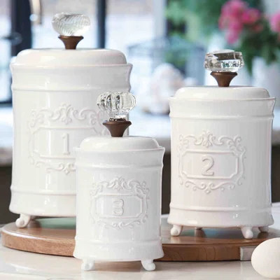 Circa 3 Piece Kitchen Canister Set Mud Pie™ | Wayfair North America