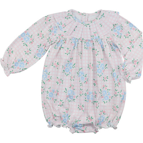 Pink And Blue Knit Floral Bubble | Cecil and Lou