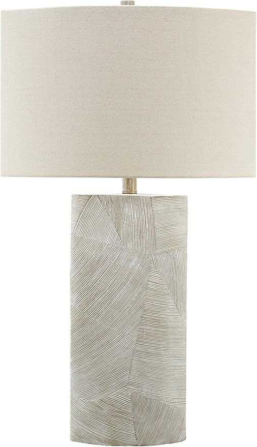 Signature Design by Ashley Bradard 30" Contemporary Ceramic Detailed Table Lamp, Ivory Whitewash | Amazon (US)