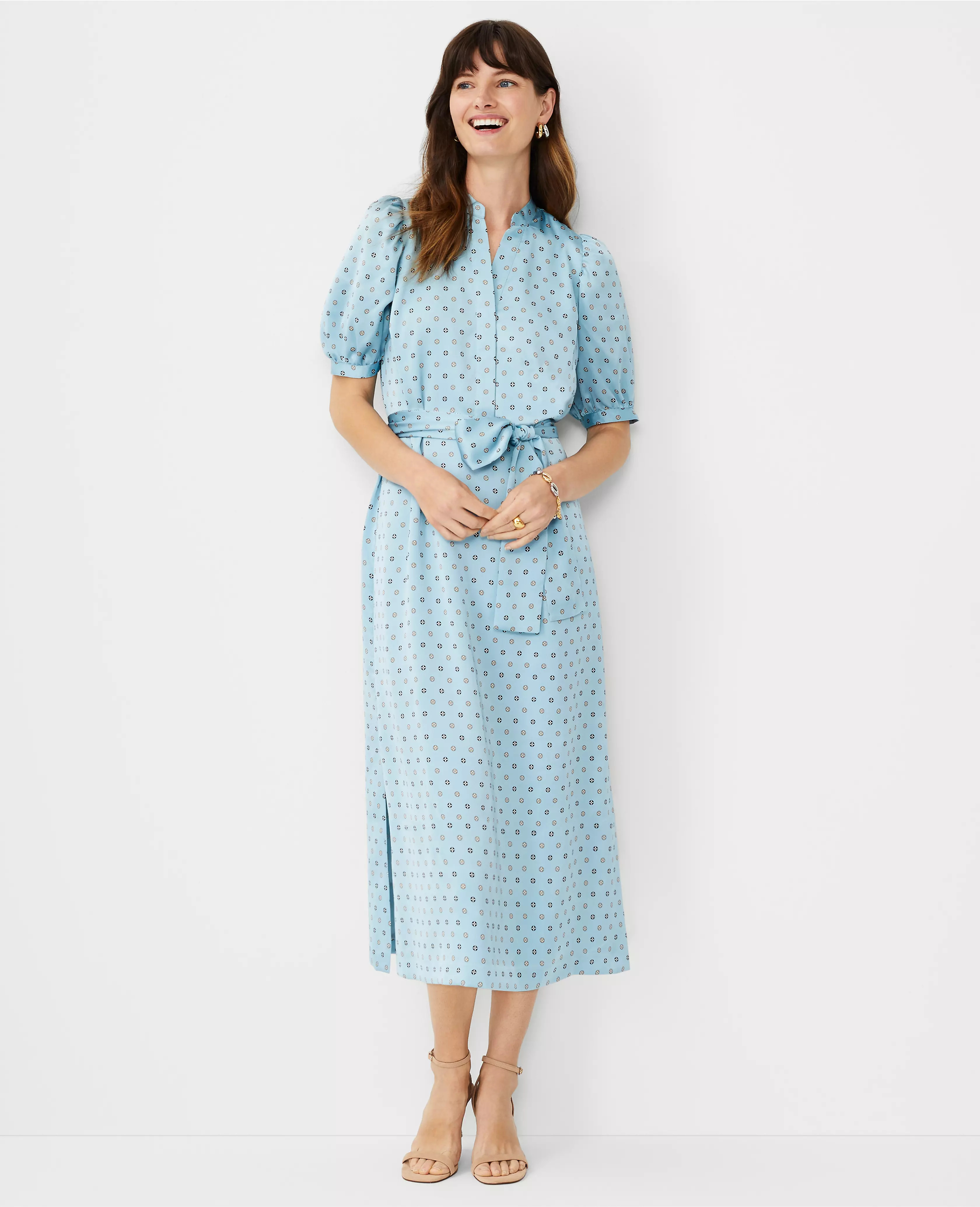 Geo Puff Sleeve Shirtdress | Ann Taylor (US)