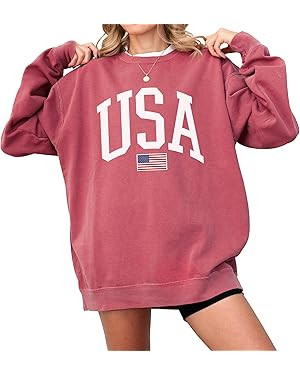 USA Flag Graphic Sweatshirt for 4th of July – Unisex Pullover for Women and Men, 80% Cotton, Pe... | Amazon (US)