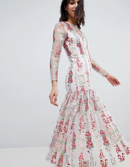 ASOS EDITION Floral Embroidered Drop Waist Maxi Dress | ASOS US