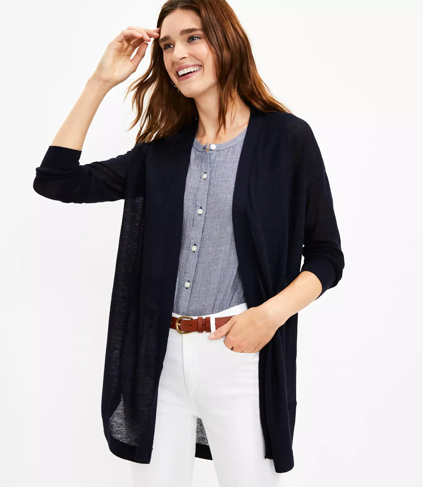 Shirttail Open Cardigan | LOFT | LOFT