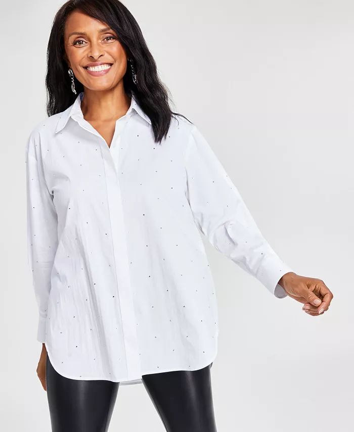 Women's Cotton Studded Tunic Shirt, Created for Macy's | Macy's